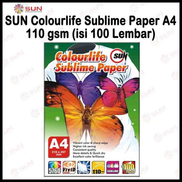 

COD KERTAS SUBLIM TRANSFER PAPER - COLOURLIFE SUBLIME PAPER A4 100 LEMBAR COD