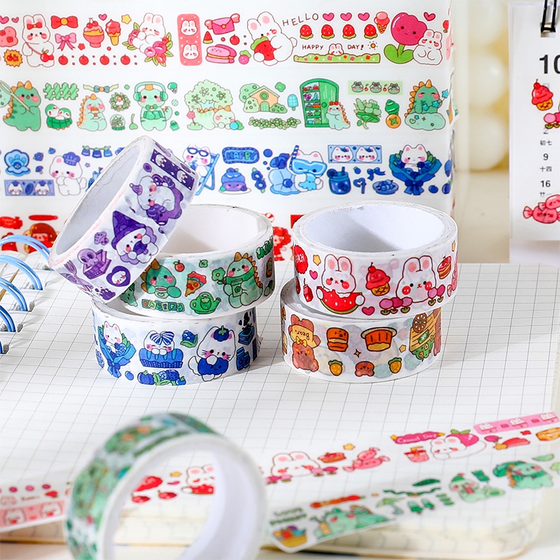 Stiker Tape Seri Hewan Kartun Lucu Siswa Dekoratif DIY Washi Stickers Tape