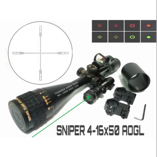 Telescope Sniper NT 4-16x50 AOGL With Holosight Red Green Dot + Green Laser Scope for Air Rifle