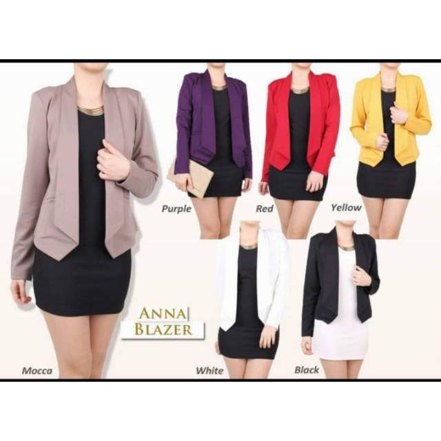 Anna blazer putih / miranda kerr blazer kantor /blazer kerja formal wanita tangan panjang