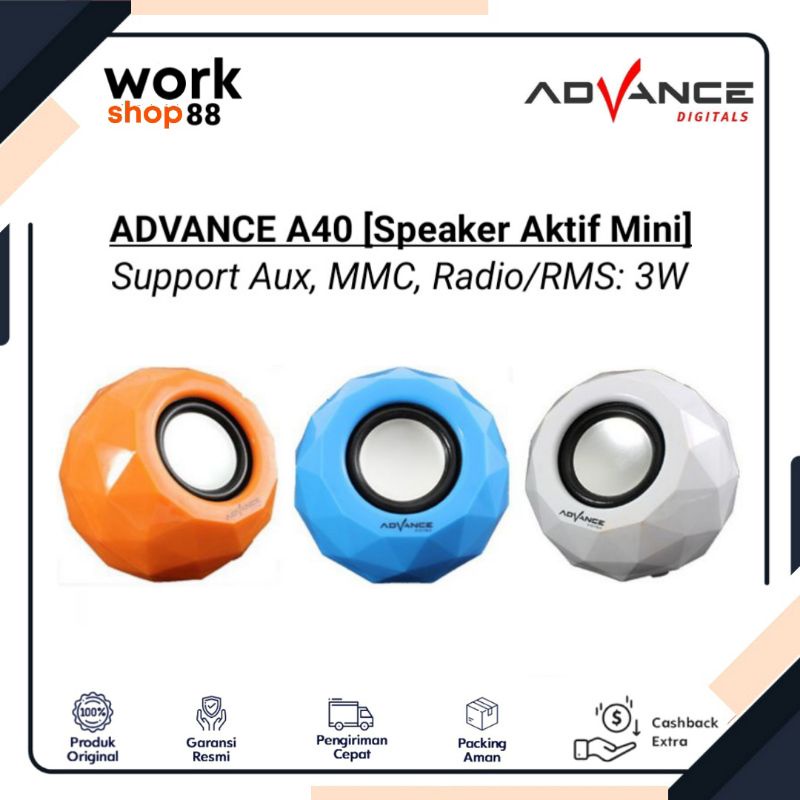 Baru Advance A40 Mini Speaker Aktif / Laptop / HP - New Original Garansi Resmi 1 Tahun - Full Extra 