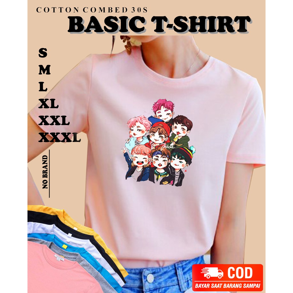 Baju BTS Gambar Kartun Korea Kpop Kaos Pakaian Atasan Pria Wanita Shopee Indonesia