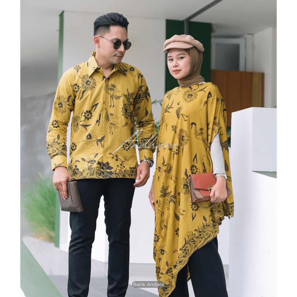 Couple Batik Modern Set Kaftan Paris Kondangan CPL ANGSAKUNING