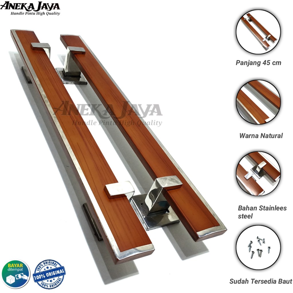 PROMO !! Satu set 4 handle pintu rumah 45 cm + Body kunci / Gagang pintu / Tarikan pintu rumah depan