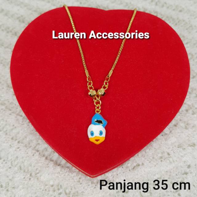 Kalung Koye Anak Karakter Donald Duck Perhiasan Imitasi Lapis Emas Kuning KL 2135