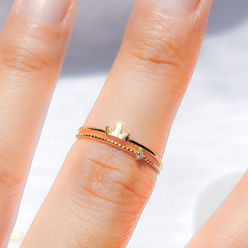 Cincin anak dan dewasa emas asli kadar 700 70% 16k 2 baris 1 gram ringan model terbaru permata love herme crown mahkota kilat aesthetic korea nomor  no 10 11 12 13 14 15 16