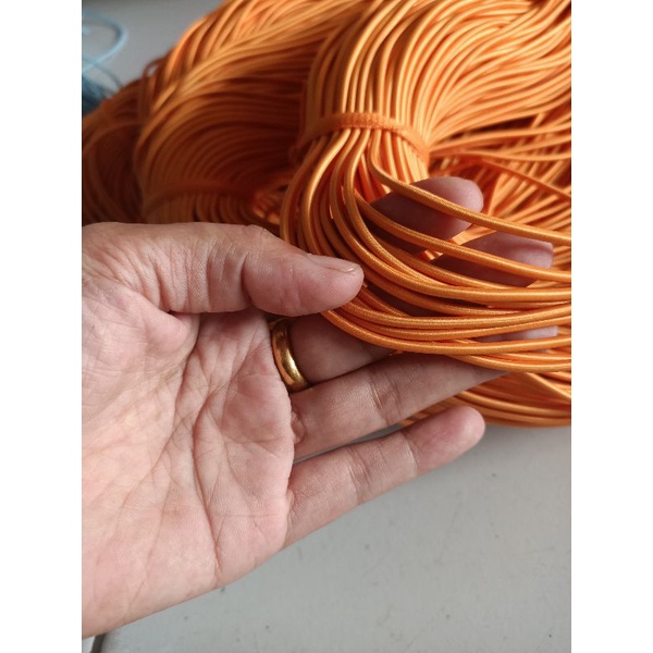 tali bulat elastis tali string elastis/tali karet bulat  3mm 13 warna( permeter)-Kuning 1