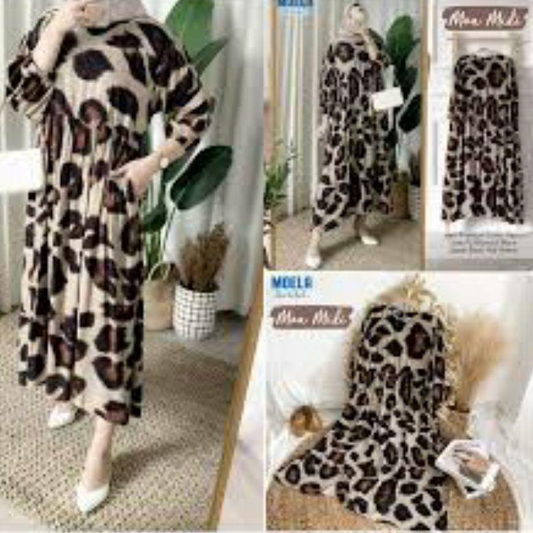 "GY.15Jn22ᴺ" MOA MIDI DRESS RAYON MOTIF LEOPARD MACAN LONG TUNIK VIRAL KEKINIAN BAJU REMAJA DAILY OU