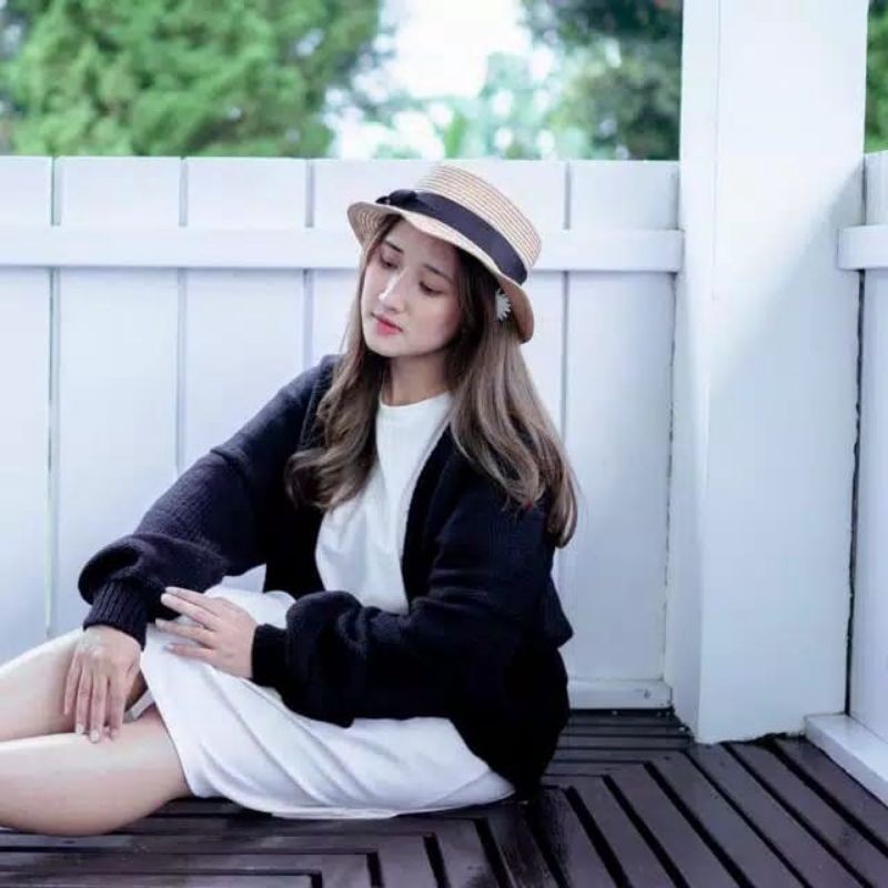 ELDIO CARDIGAN RAJUT OVERSIZE ALIVIA PREMIUM-Hitam