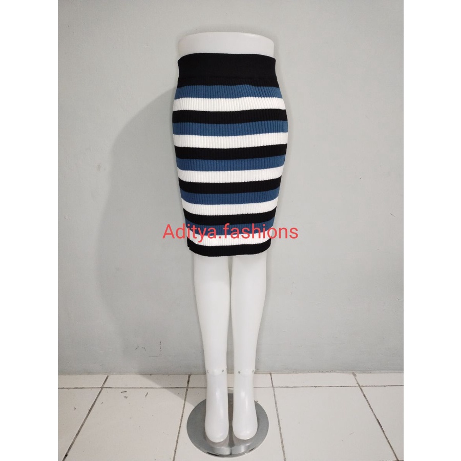 rok span rajut pendek rainbow, rok belang korean style 60-65CM