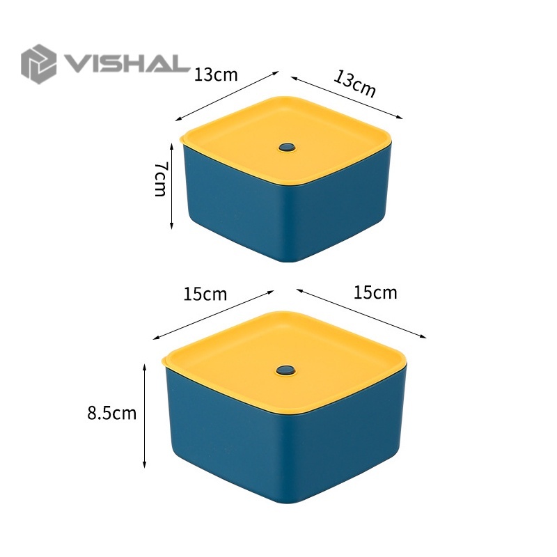 VISHAL Lunch Box Set/ Kotak Makan/2 in 1 Kotak Makan Persegi /Anti Bocor Kotak Makan VS-94