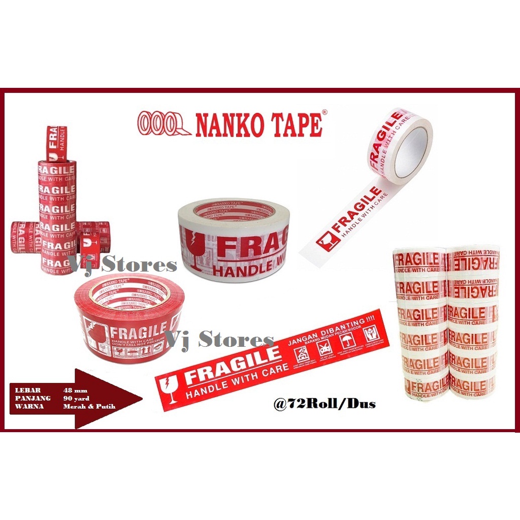 

Nanko Tape Fragile 48mm x 90y Merah/Putih (1pcs)