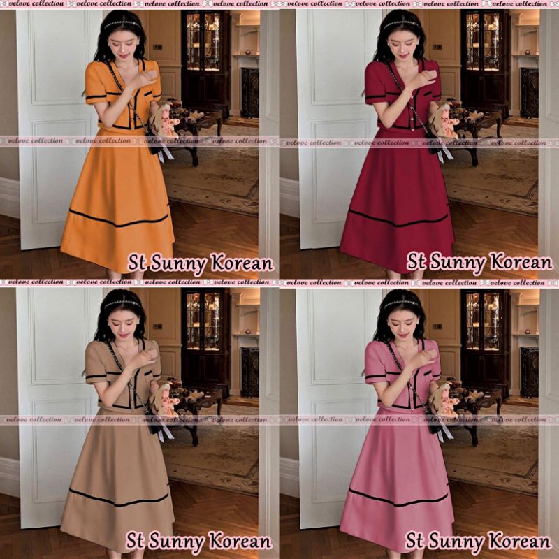 (set atasan+rok)setelan wanita set sunny korean style 01/pakaian wanita set atasan dan rok/ootd keki