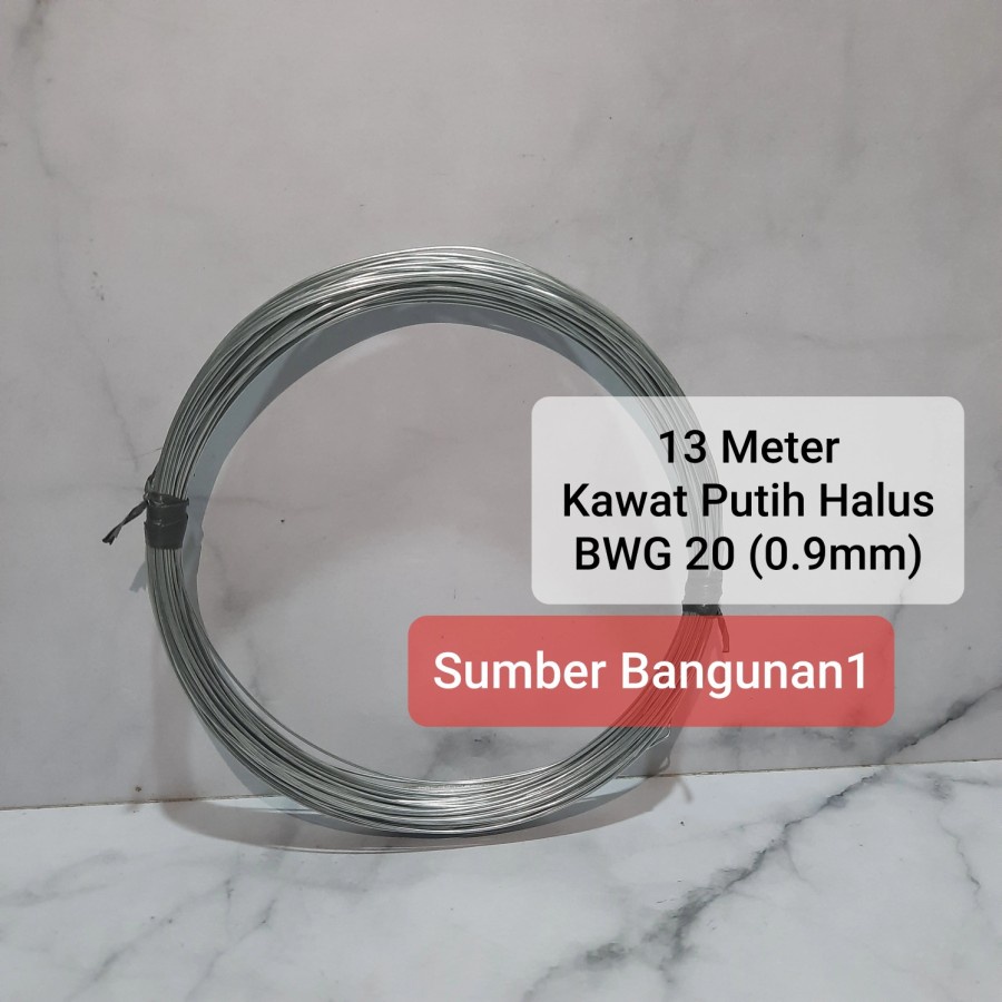 Kawat Putih 13 meter BWG 20 kawat galvanis halus 0.9mm ikat bunga tangkai