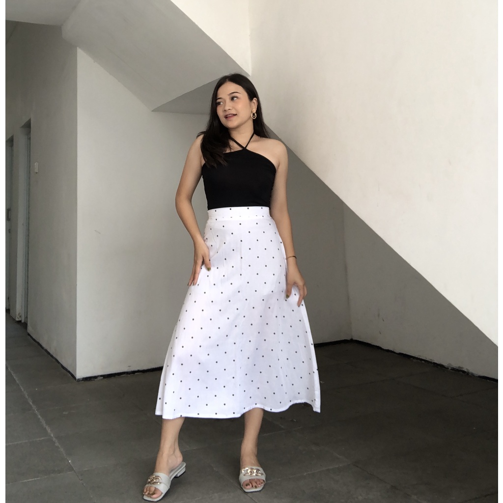 Skirt Polka-Polka putih