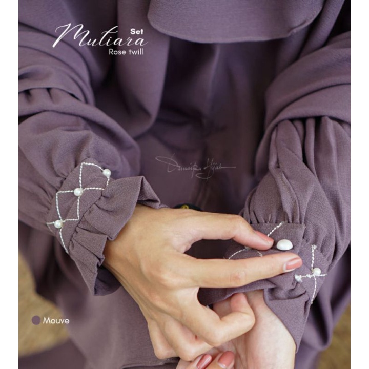 Mutiara Set by Damaira Hijab | Gamis set Syar'i Cadar Rose Twill Premium | AlneraShop