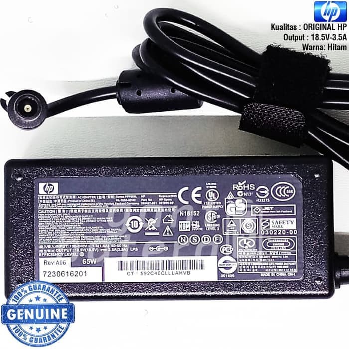 Adaptor Charger Laptop HP 18.5V 3.5A 7.4x5.0mm jarum Original