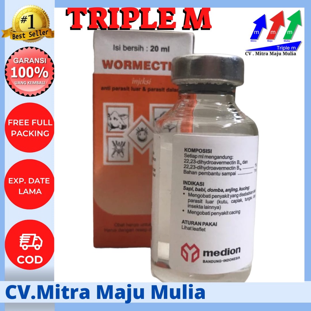 Wormectin 20 ml Obat Kutu Caplax Parasit Tungau Hewan Medion