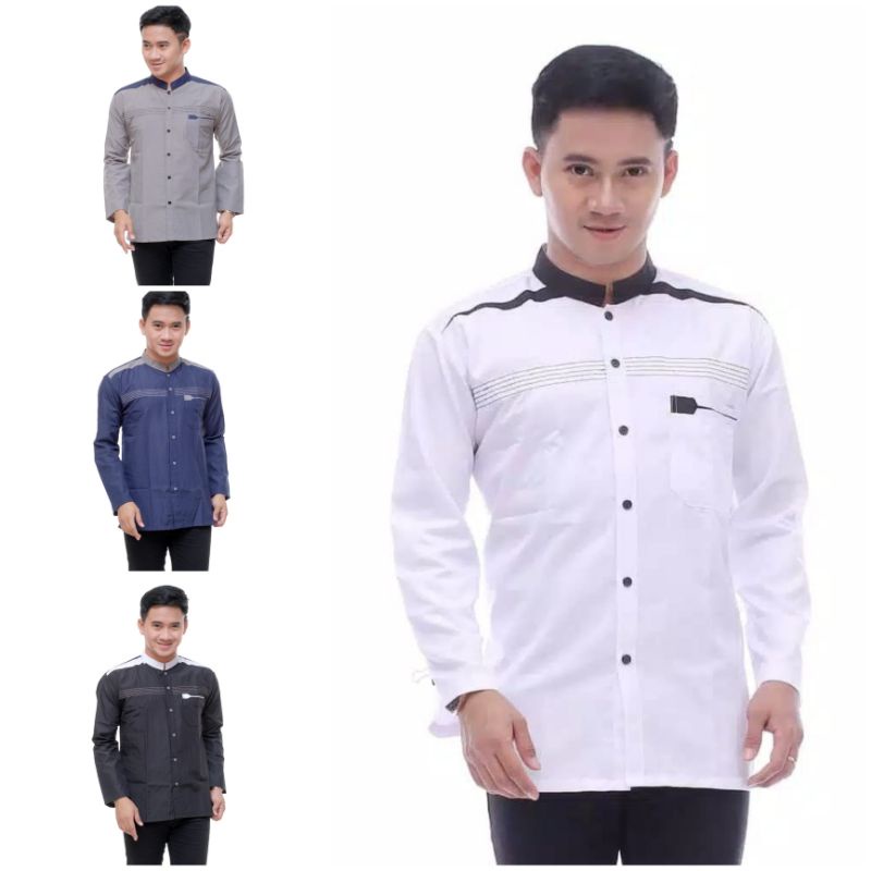 Baju Koko Kurta Dewasa Lengan Pendek Material Catton  Adem Serap Keringat