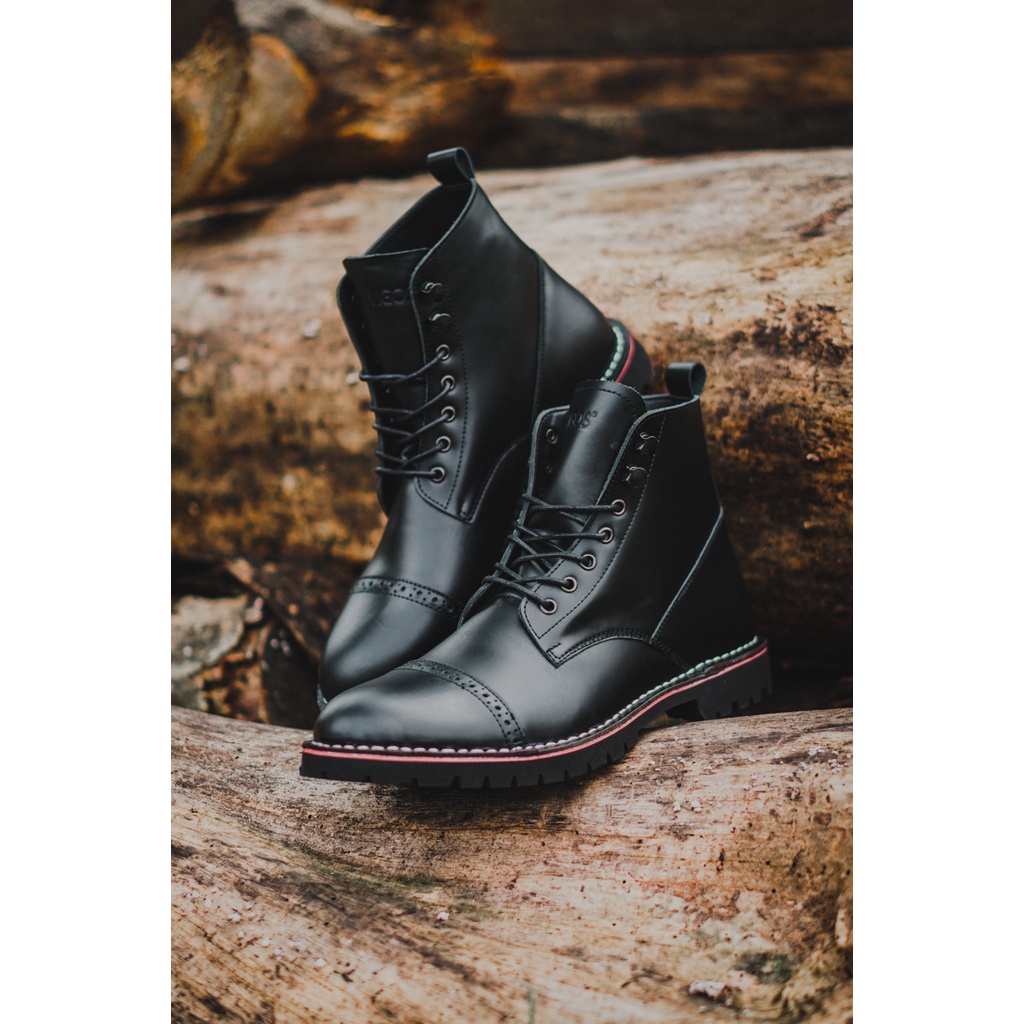 Sepatu Boots Kulit - Vigos Titan Black