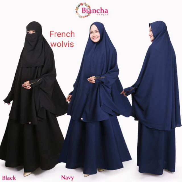 Humaira99 Gamis syari muslimah sunah set niqab/cadar Maxi busui french Khimar