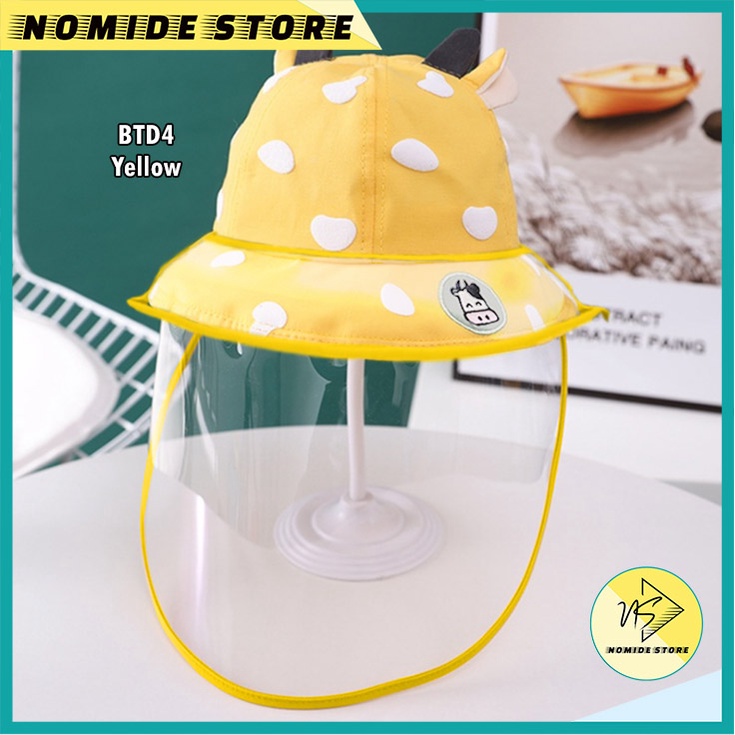 TOPI ANAK BUCKET FACESHIELD PELINDUNG WAJAH ANTI VIRUS PEREMPUAN LAKI LAKI MOTIF SAPI BTD-BTD4-YELLOW