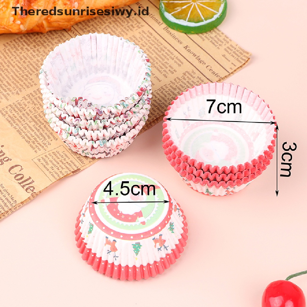 # Alat Rumah Tangga # 100 Pcs Cup Liner Cupcake Muffin Desain Natal Untuk Baking