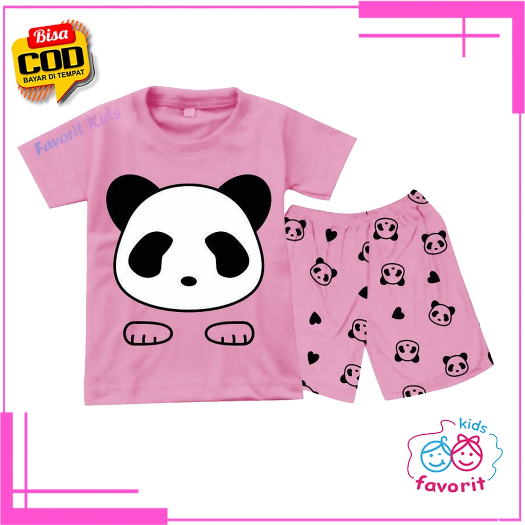 Favorit kids Setelan harian anak perempuan lengan pendek celana pendek gambar panda