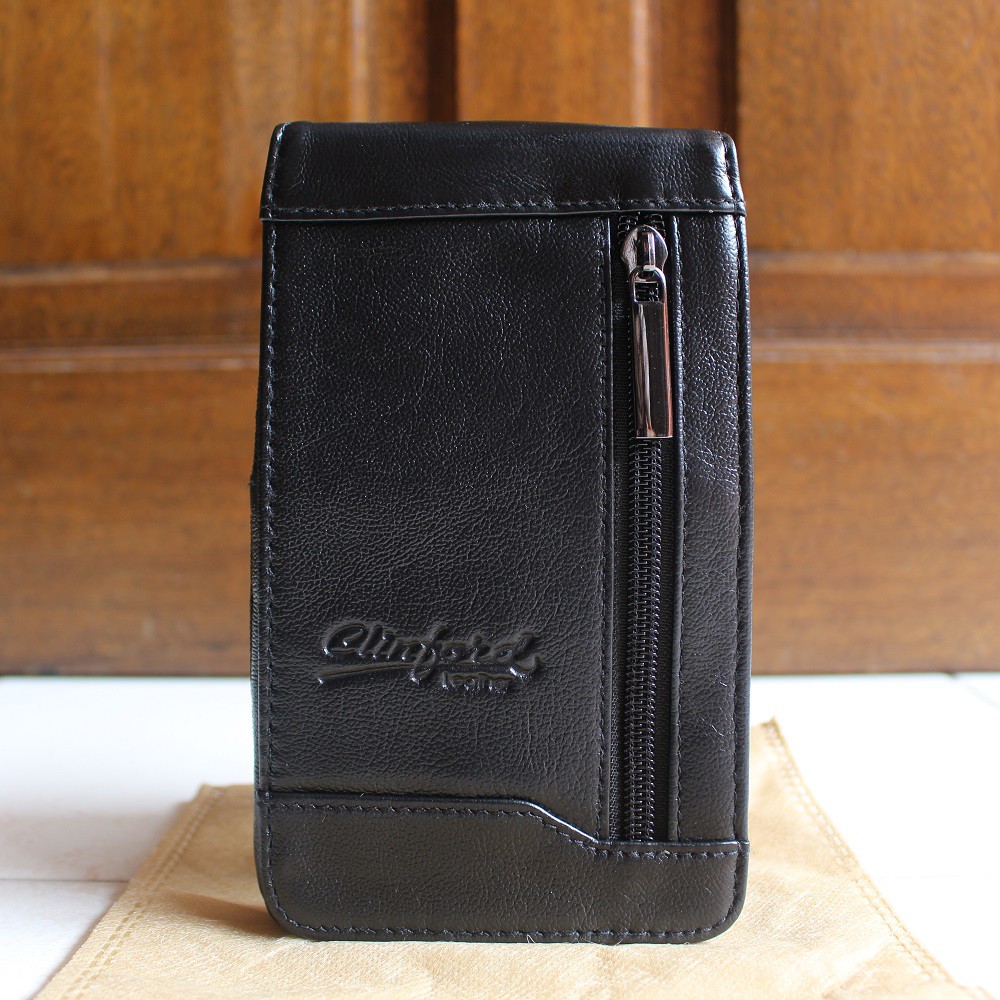 DOMPET SARUNG HP HANDPHONE KULIT ASLI IMPORT KUALITAS ORIGINAL | CLINFORD 218 BLACK BROWN BESAR