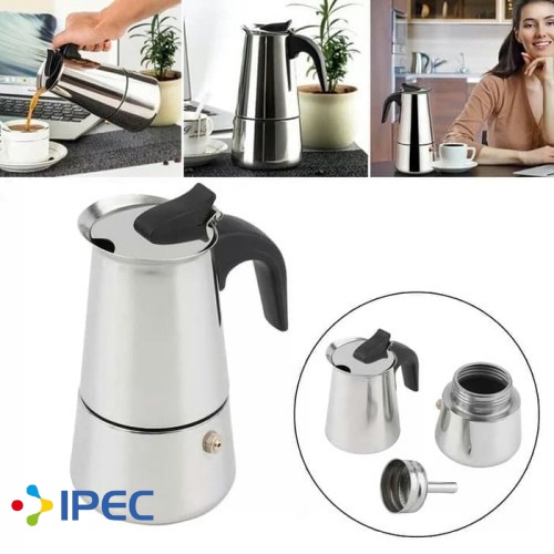 Teko Kopi Stainless Steel 300ml / Moka Pot Coffee Stainless Steel / Teko Espresso Kopi Stainless Steel 8006