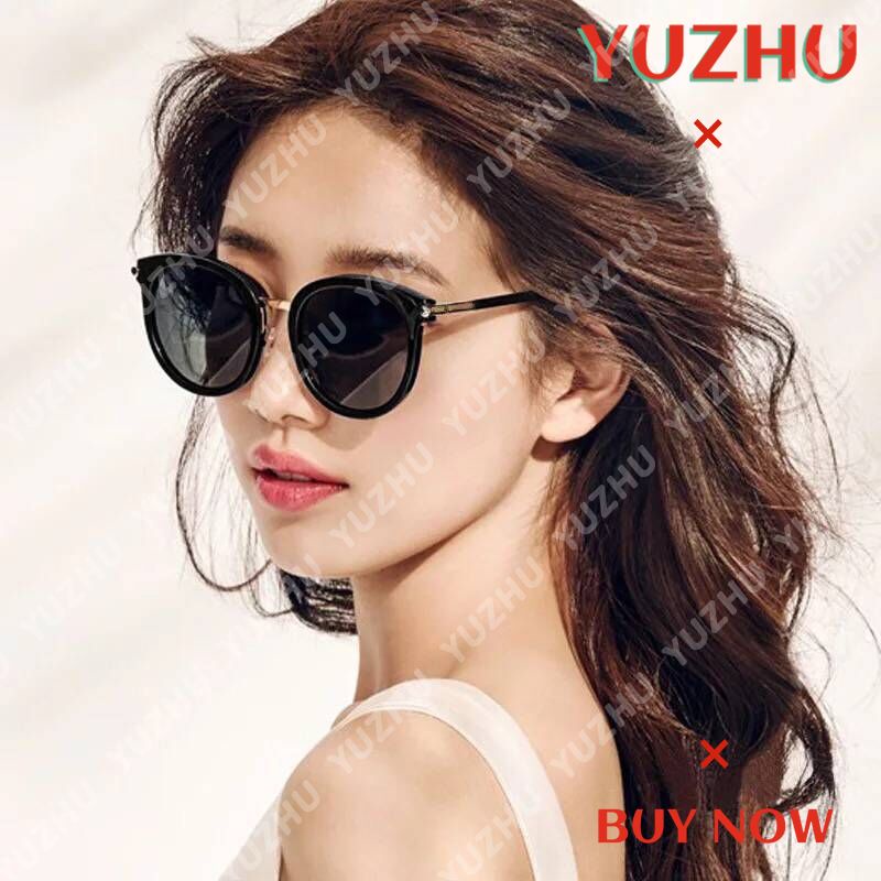 (YUZHU) Bayar di Tempat Korean Fashion Mata Kucing Wanita Kacamata Hitam Bulat Sunglasses