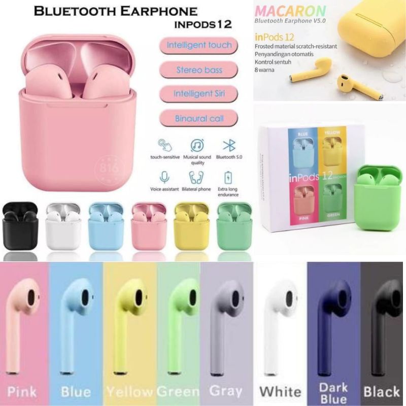HEADSET BLUETOOTH MACARON INPODS12