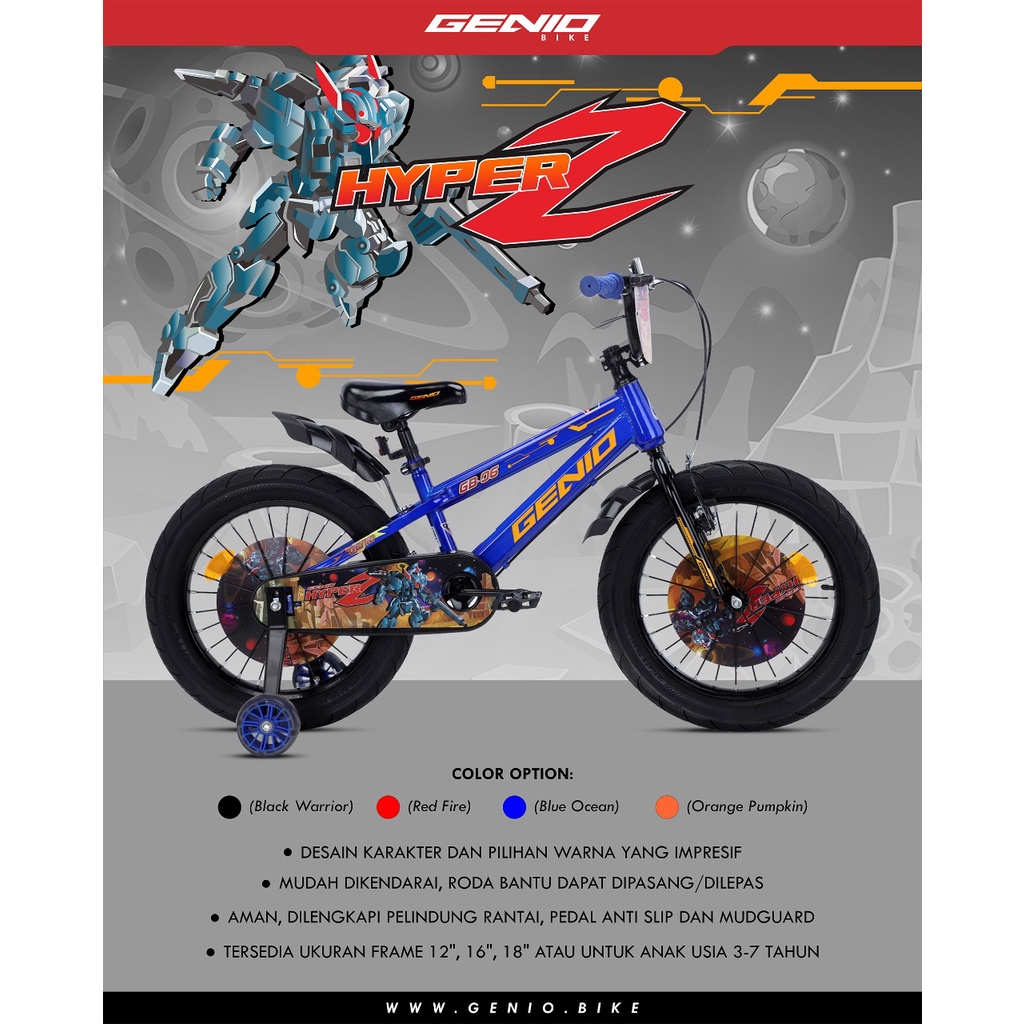 sepeda BMX Genio Hyper Z sepeda BMX anak laki laki sepeda BMX anak 3 4 tahun