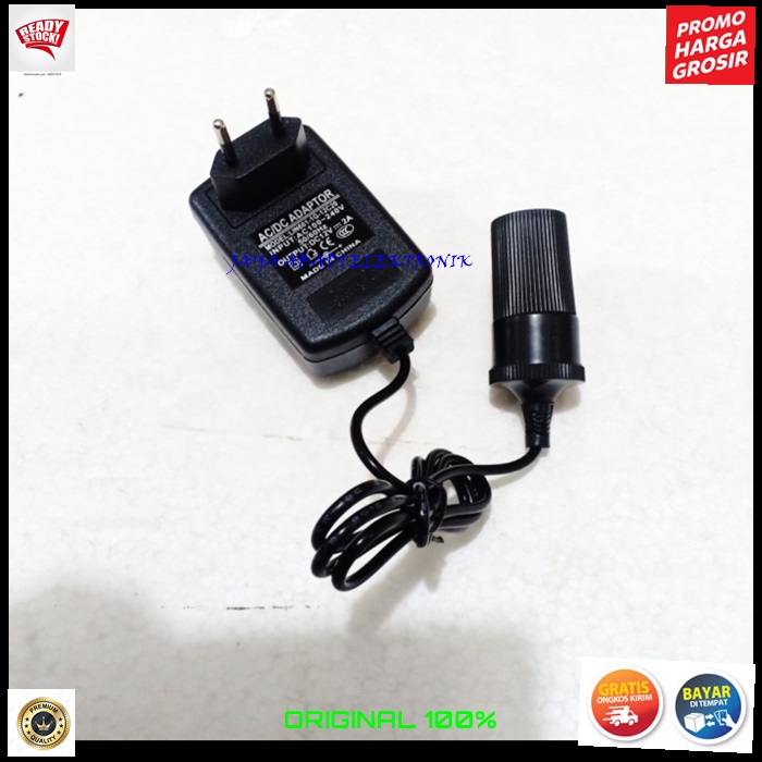 J387ORIGINAL ADAPTOR SOCKET LIGHTER 220 12 V POWER AC DC LISTRIK MOBIL CHARGER WATT ELEKTRONIK TEGANGAN CAS CASAN VOLT SETRUM UNIVERSAL MULTI INDIKATOR STABLIZER VOLTAGE Alat untuk mengubah listrik RUMAH 12v DC menjadi 220v AC  Dengan adaptor ini perangka