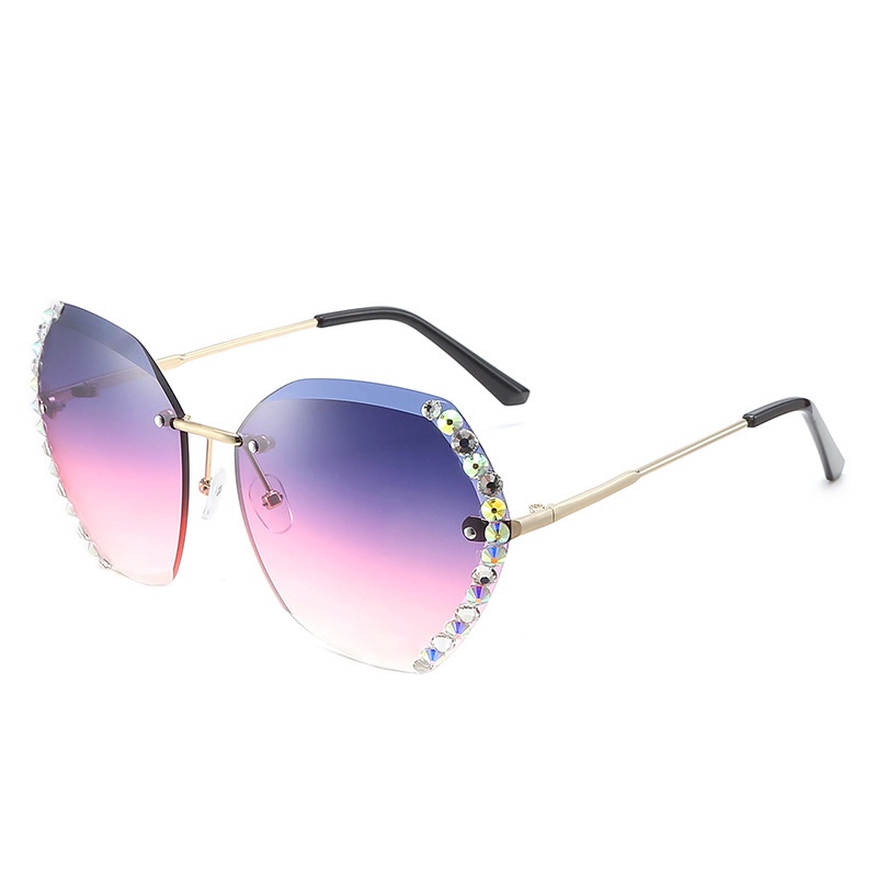 【CT】Baru Net Red Sunglasses Korea Frameless Cut Edge Diamond Ocean Film Sunglasses Kacamata Wanita