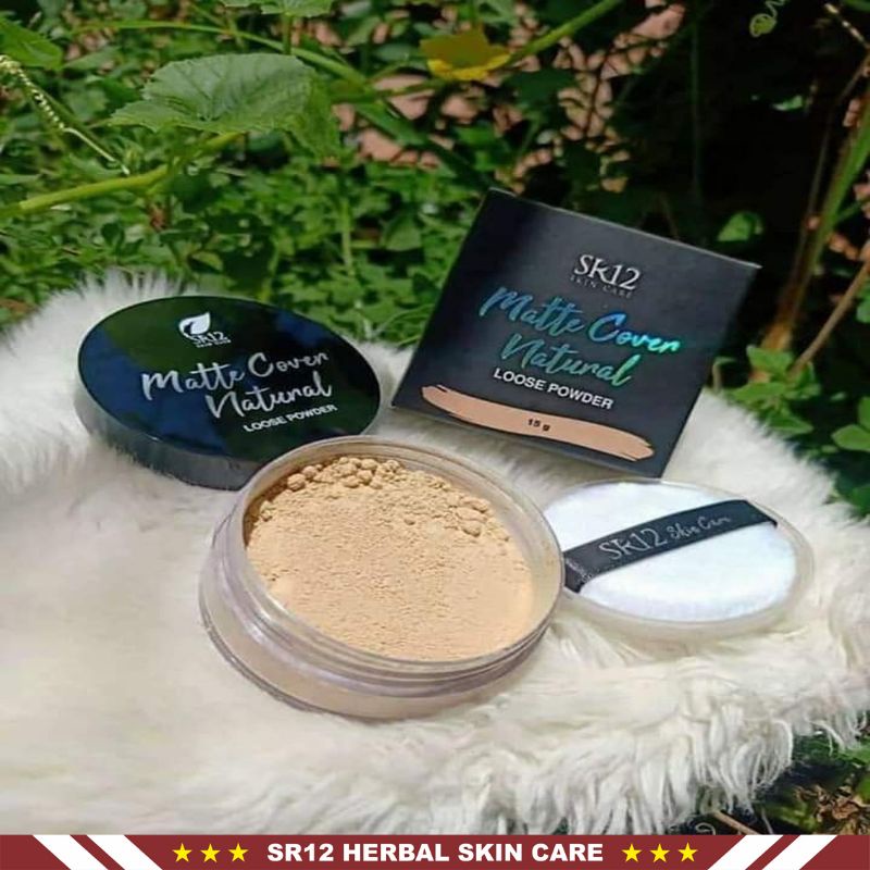 Matte Cover Natural SR12 Loose Powder | Bedak SR12 | Bedak Tabur SR12 Skincare | Kosmetik SR12