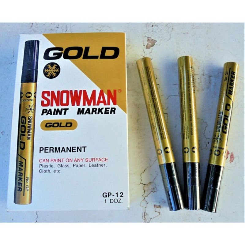 Jual Spidol Snowman Permanen Paint Marker Gp Tinta Gold Emas Harga Satuan Per Pcs Shopee