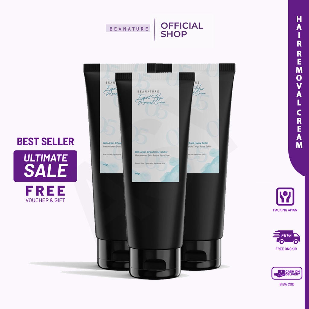 Obat Merontokan Bulu Kumis Jenggot Ketiak Kemaluan Tangan dan Kaki Permanen Hair Removal Cream Beana