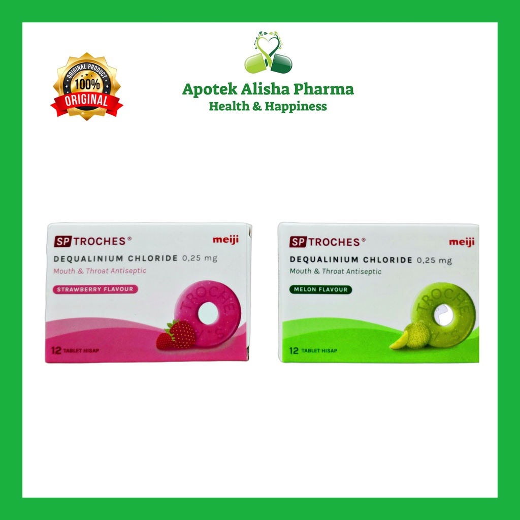 SP TROCHES MEIJI ANAK isi 12 Tablet &amp; 6 Tablet-SP Troches Tablet Hisap Antiseptik Mulut Sakit/Radang/Gatal Tenggorokan Sariawan Anak