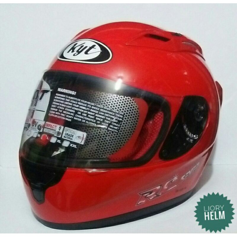 HELM KYT FULL FACE KYT RC-7 FIRE RED SOLID CLEAR ORIGINAL||HELM KYT FULL FACE TERMURAH