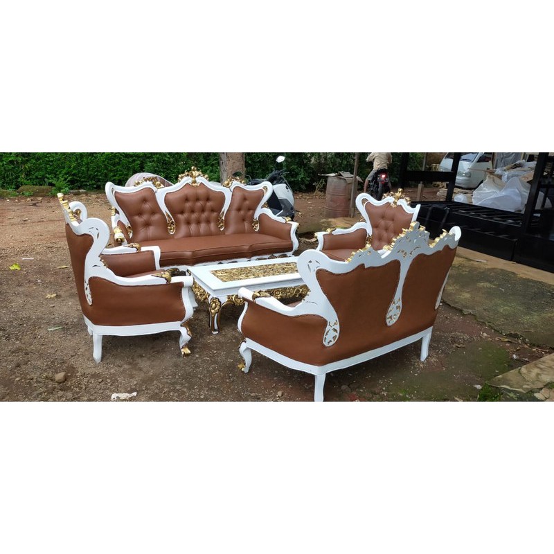kursi sofa tamu jati mewah royal kombo