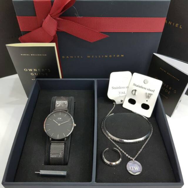 Jam Tangan Wanita Classic Petite Full Set Jam Kalung Gelang Cincin