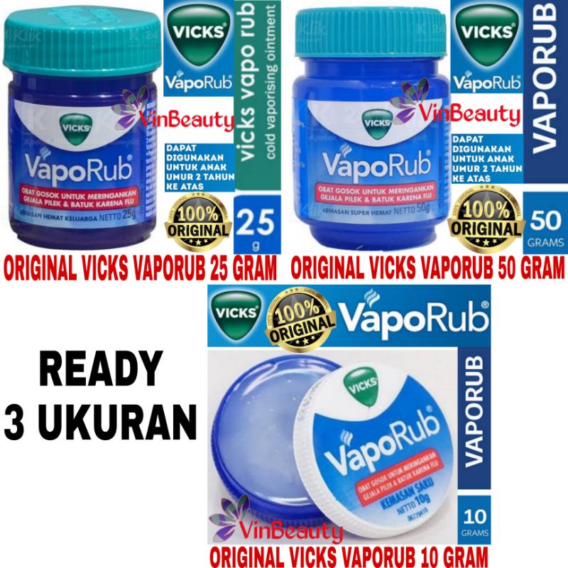 ORIGINAL VICKS VAPORUB 50 G / 25 G / 10 G PELEGA HIDUNG BALSEM VICKS 50 GR / 25 GR / 10 GR