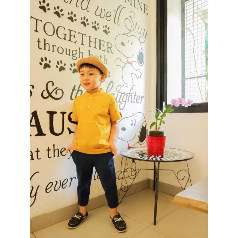 Yobebee Kemeja Katun Tangan Pendek Anak Laki Laki Usia 2 4 6 8 10 12 Tahun Baju Atasan Kids Polos Remaja Tanggung Boy Shirt Model Casual Formal Kemeja Chiangi Kerah Anak Cowok