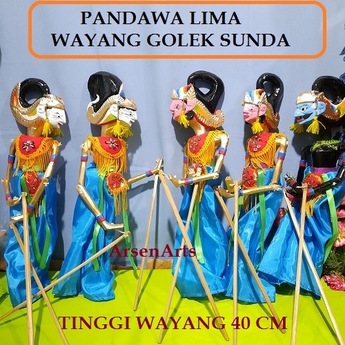 Wayang Sunda Wayang Golek Kayu PANDAWA LIMA Ukuran Sedang Tinggi 35 Cm 1 Set (5 Wayang)