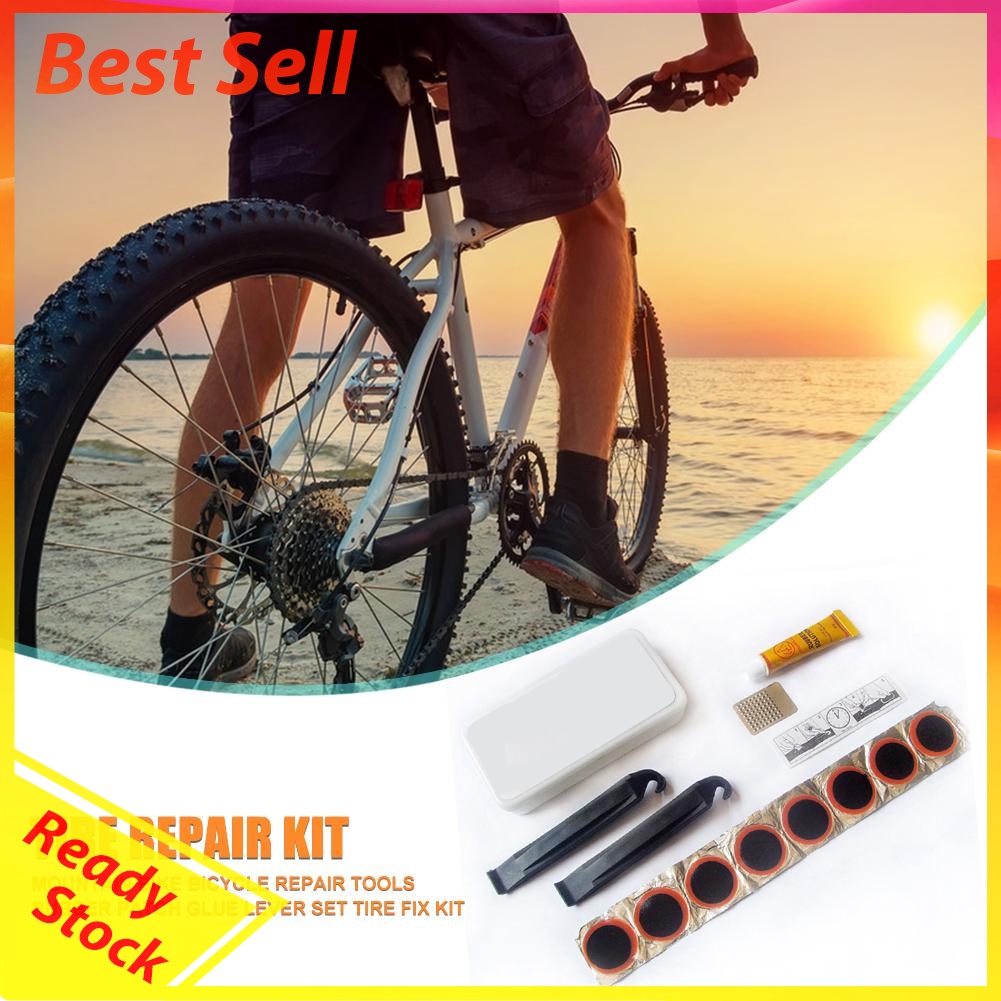 Mountain Bike Bicycle Repair Tools Rubber Patch Glue Lever Set Tire Fix Kit