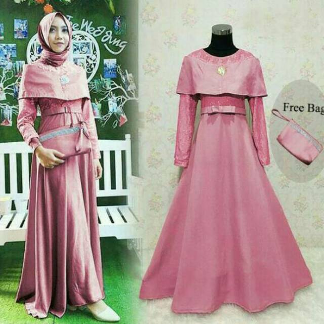  Baju  muslim  gamis brukat gaun pesta maxi dress 