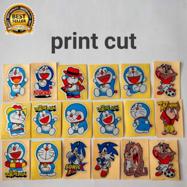Stiker print cutting Doraemon Sonic taz mania taz-mania keropi kualitas terbaik termurah