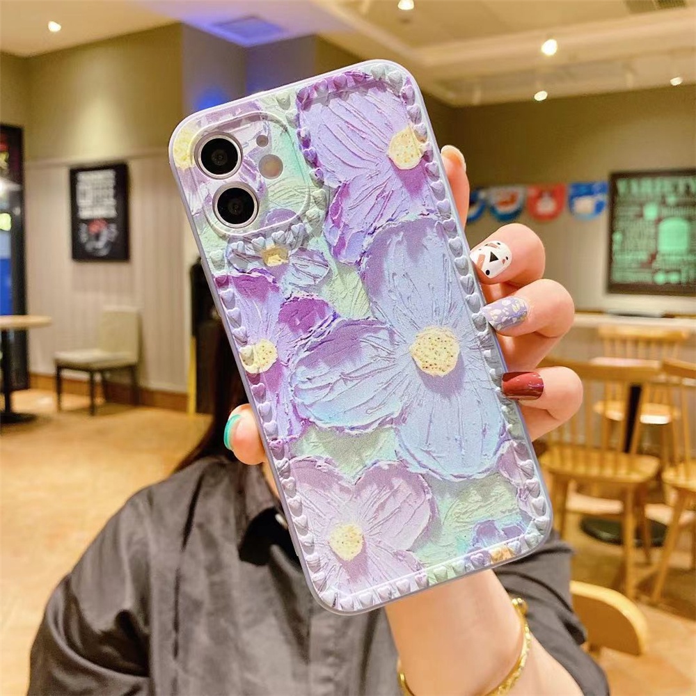 Flower Love Frame Soft Case OPPO A16 A15 A15S A55 A54 A74 A93 A94 4G A9 A5 A31 2020 A52 A92 A5S A7 A12 A12E A11K A3S Realme C1 Reno 4F 5F F17 F19 F9 Pro Lite-3