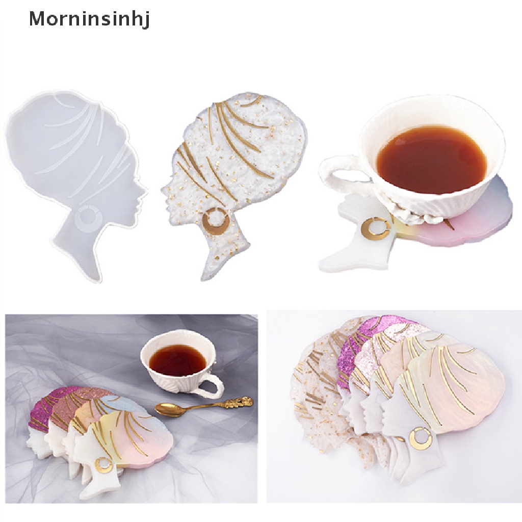 Mornin Afro Female Cetakan Resin Silikon DIY Membuat Coaster Cup Holder Craft Mould id